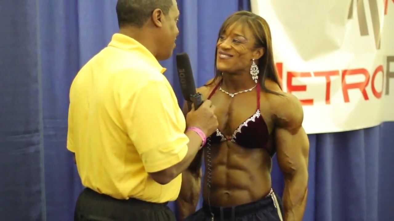 Kim Perez with your big muscles in an interview