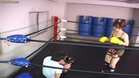 femdom boxing girl beats guy