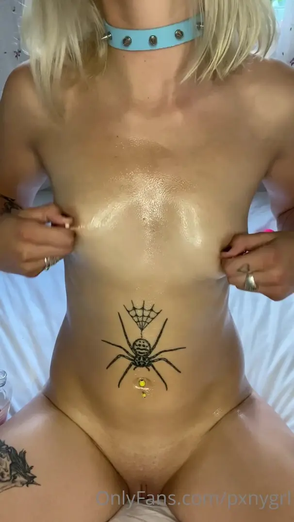pxnygrl here s a treat for you watch me oil my tiny tits onlyfans xxx porn videos