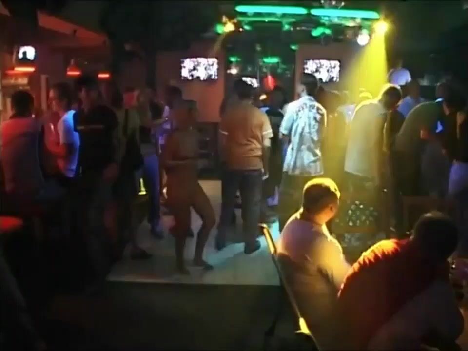 Three naked girls dance in busy nightclub and Klara enjoys being fondled