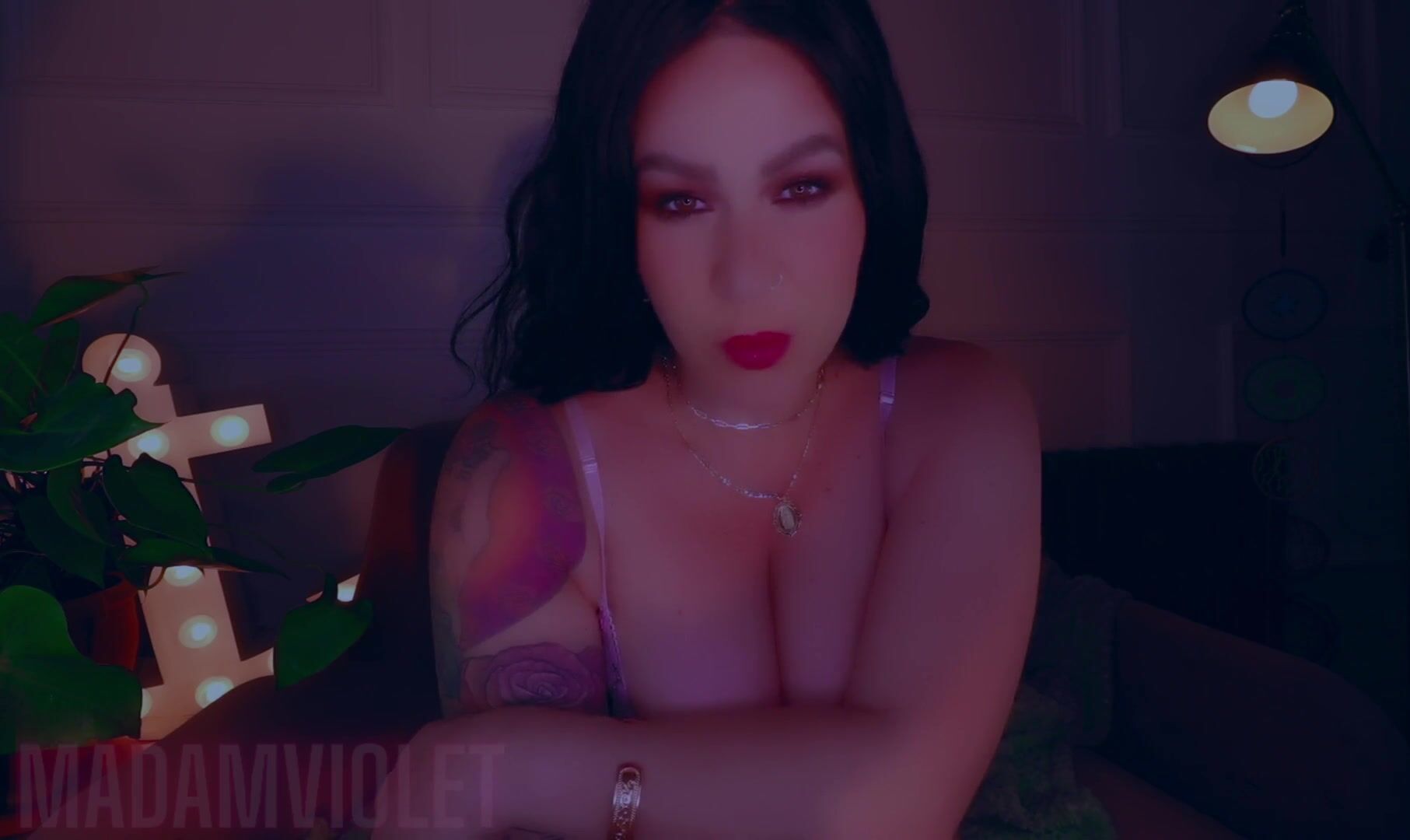 Madam Violet - hypnosis in transparent purple lingerie