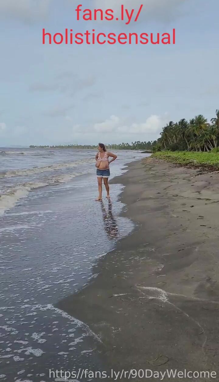 Busty Petra beach topless