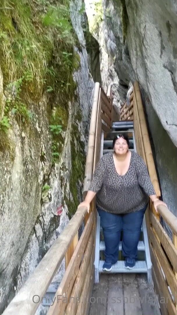 SSBBW Lailani On A Pedestrian Bridge Of The Waterfall