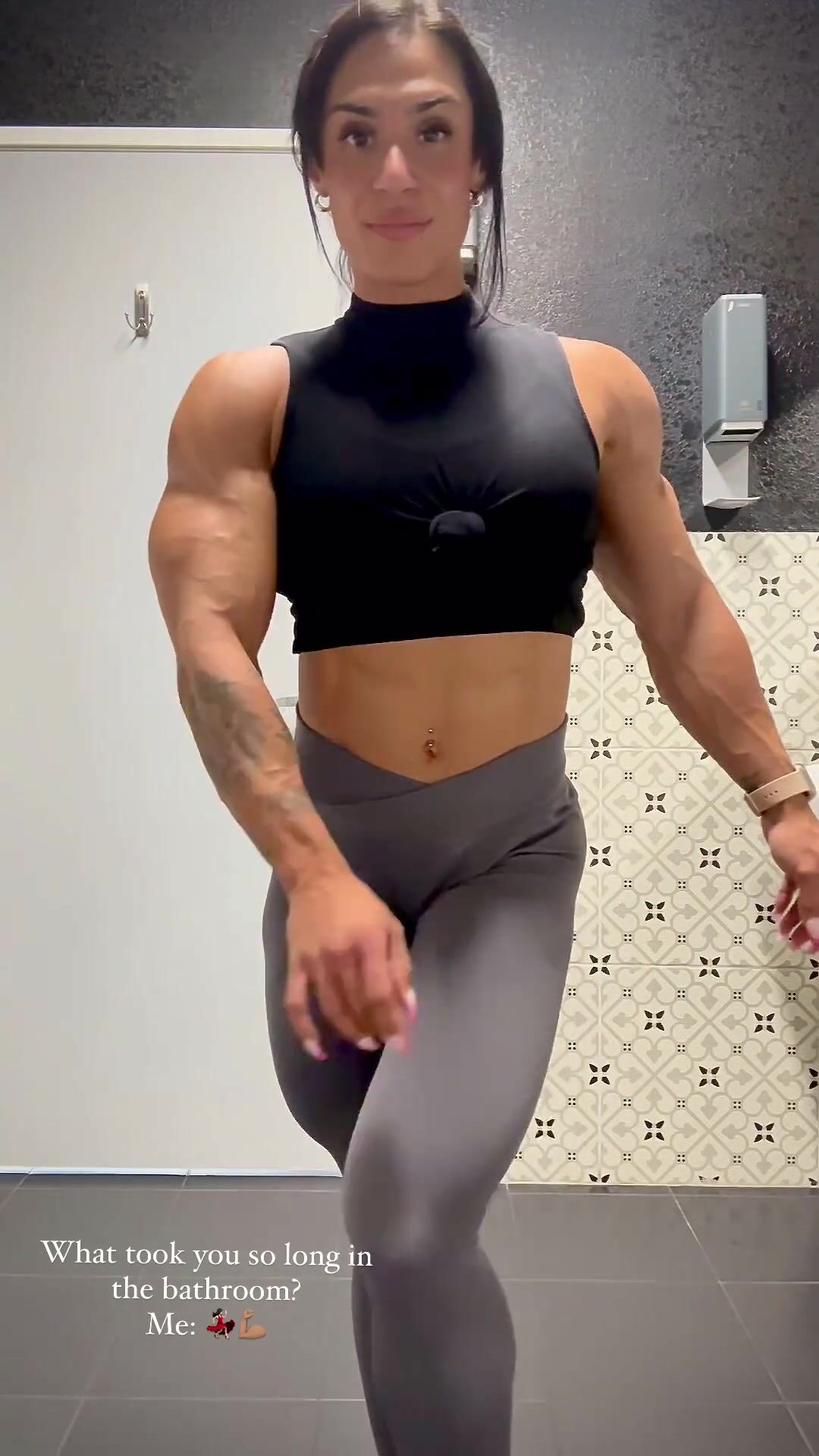 Kristina Mendoza Bathroom Posing Flexing