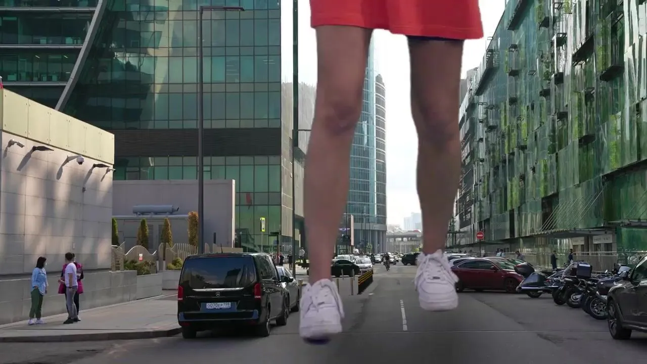 Giantess Nikki swallows the guy in the city