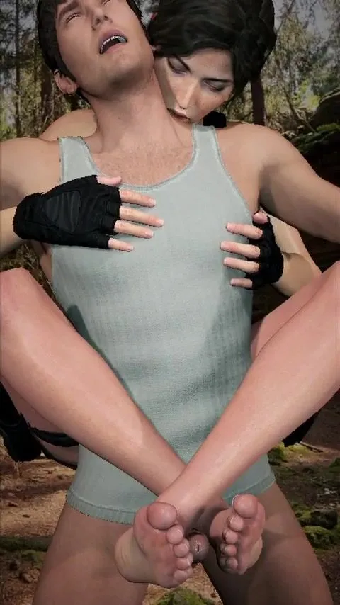 Lara Croft Traps Victim with her Bare Legs