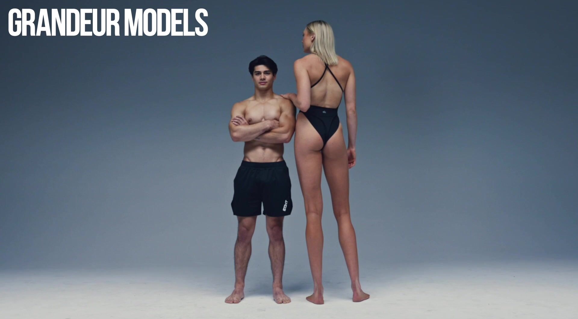 193cm 6'4 Lauren Stivrins height comparison to 5'5 165cm Male model Grandeur Models