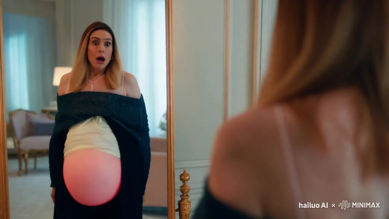 Pregnant looking at mirror ai