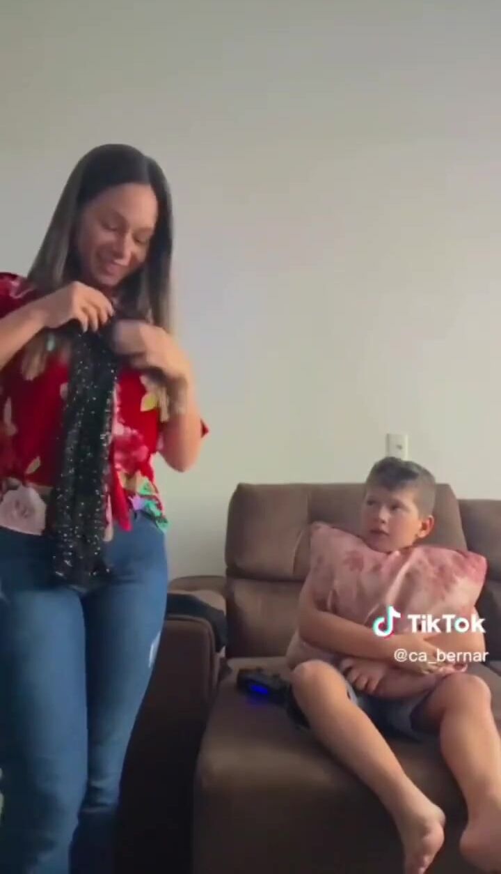 TikTok Momma Shows Off Slut Dress In Front Of Her Son