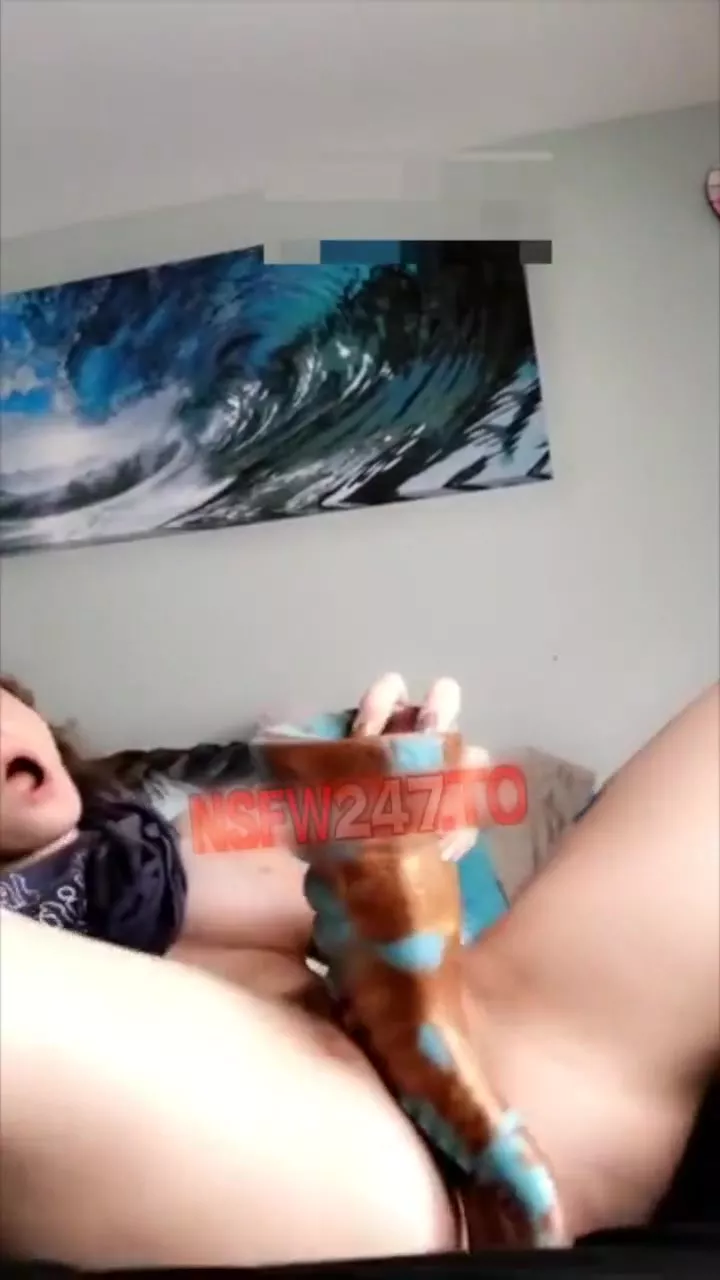 Luna Raise pussy tease & fitting giant dildo snapchat premium porn videos