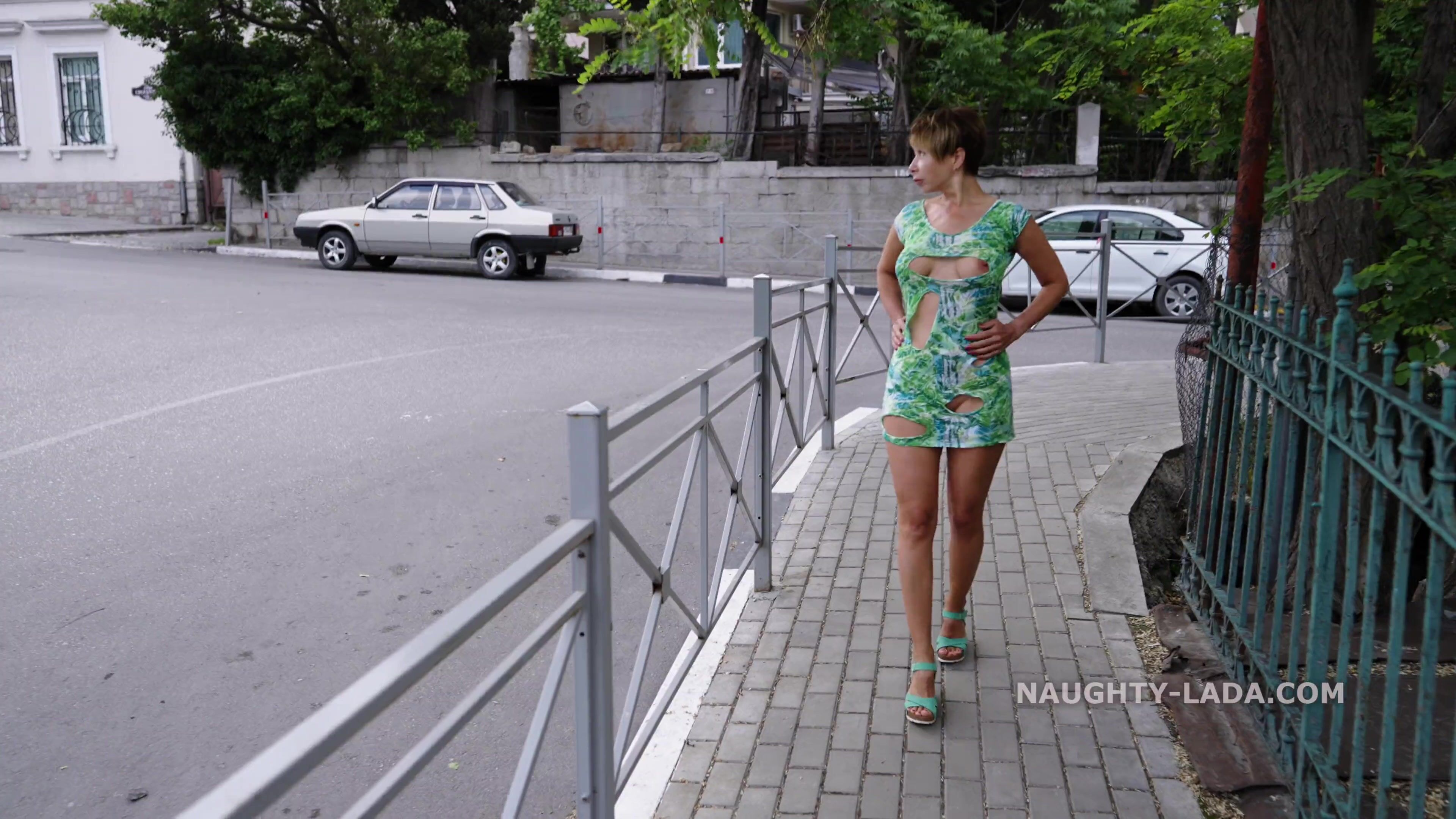 Naughty-Lada ripped fully her Dress in public