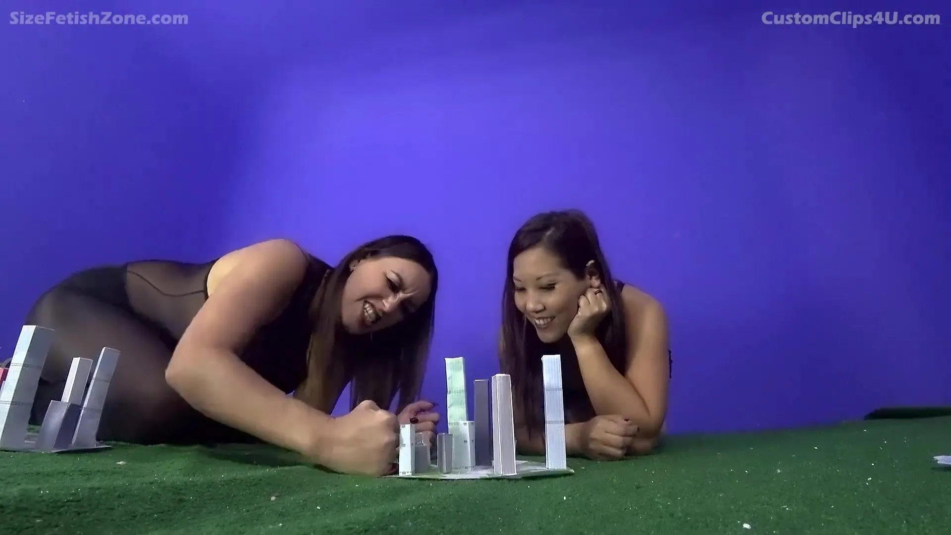 2 Mega Giantess have Fun with Tiny Cities