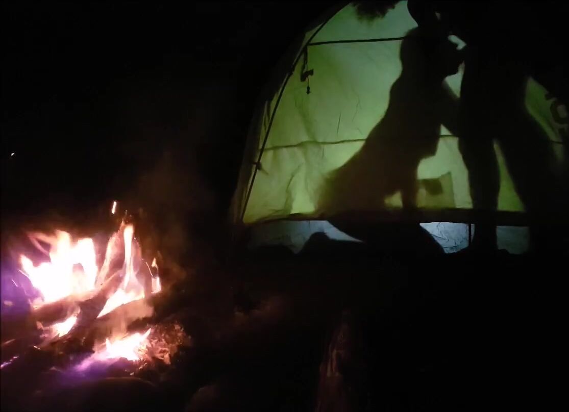 Silhouette sex in tent