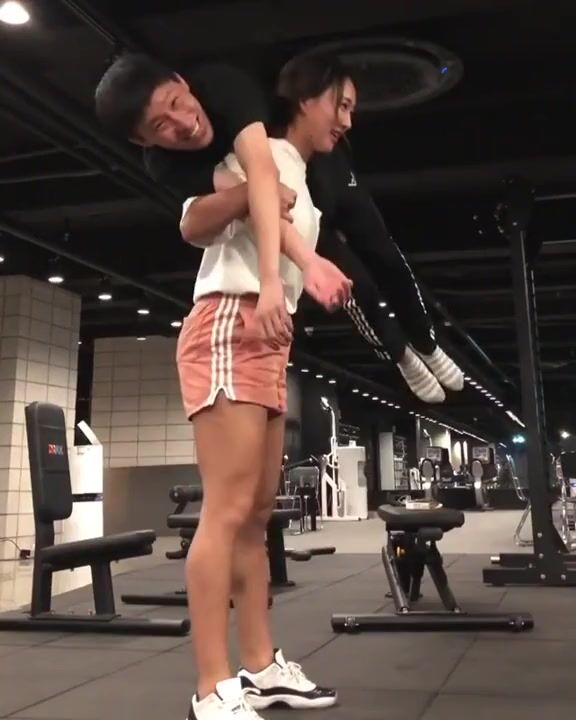 Asian lift carry girlfriend workout