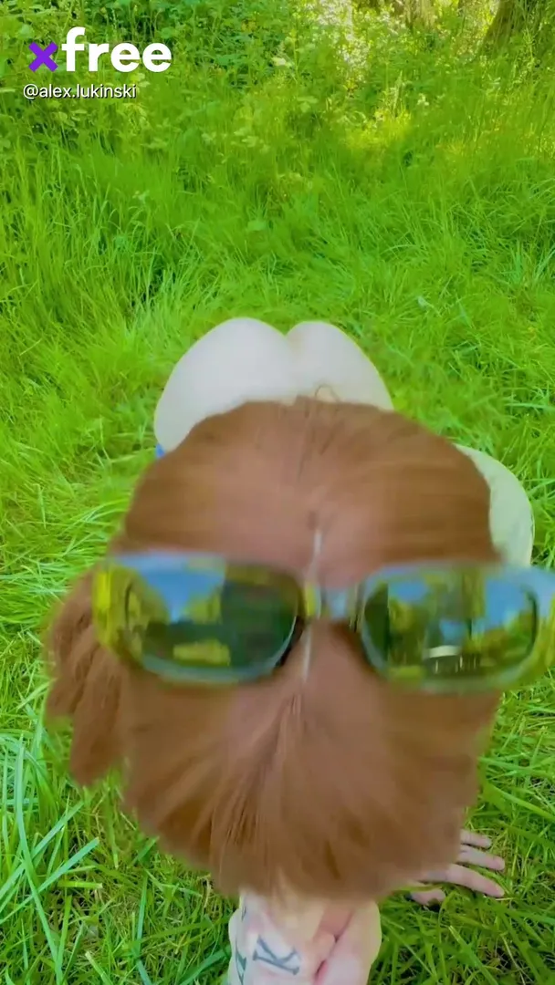 Redhead slut outdoor masturbation