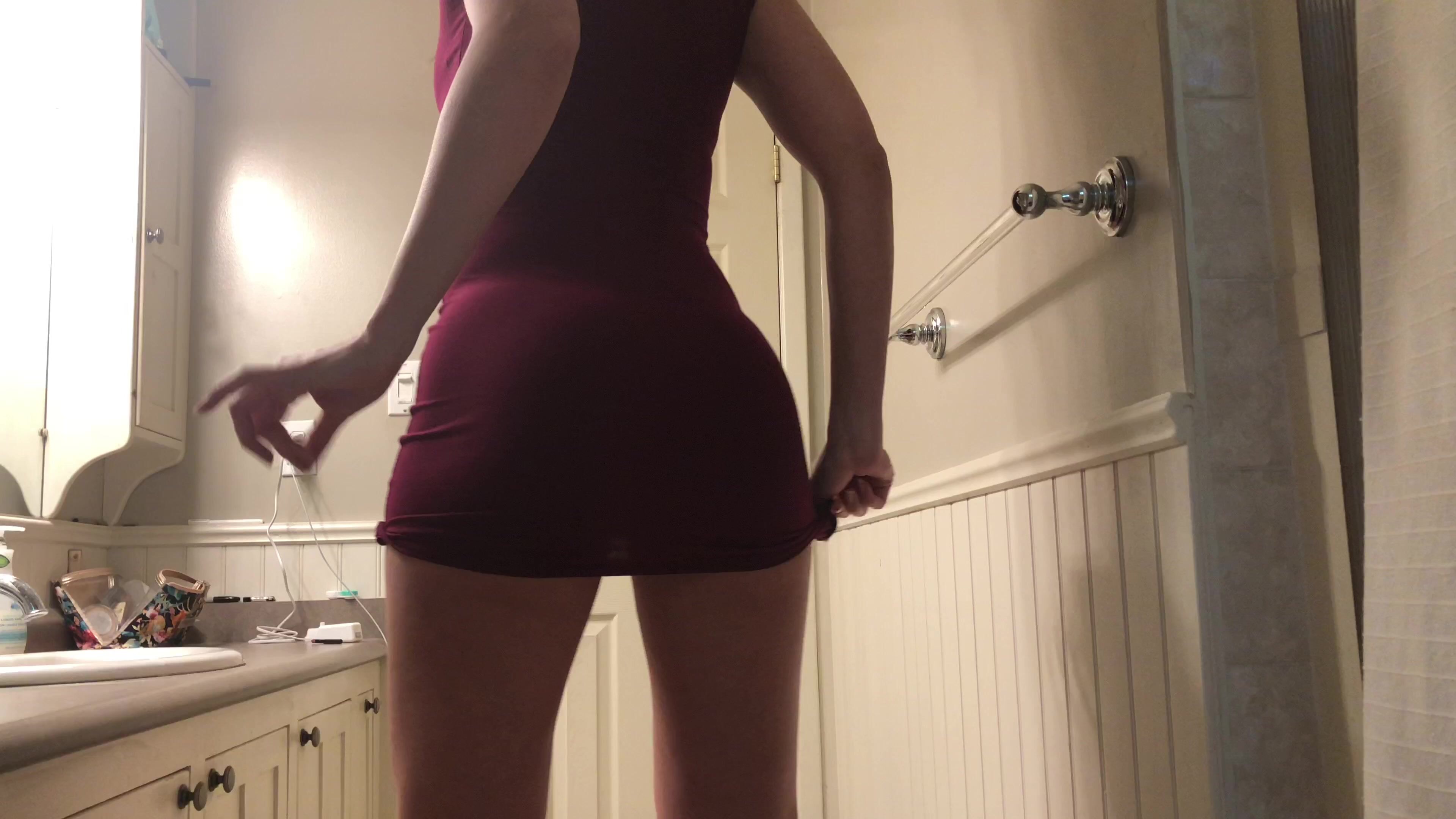 TinaAmazon - Burgundy Dress Ass Poop Worship