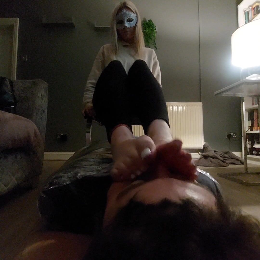 Tape gagged smelling her feet after school