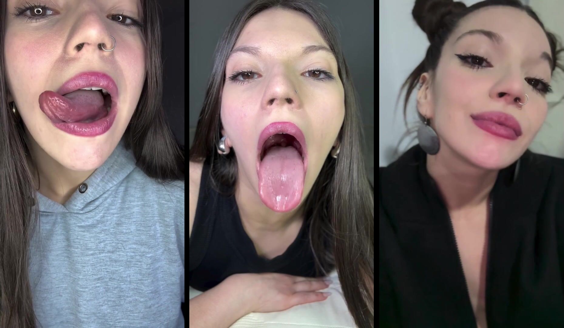 Misa Lopez (its.misaok) tongue fetish splitscreen