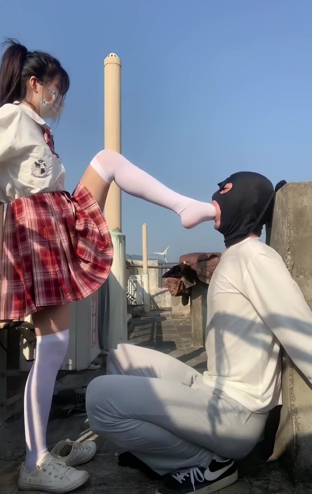 Mistress white converse rooftop worship