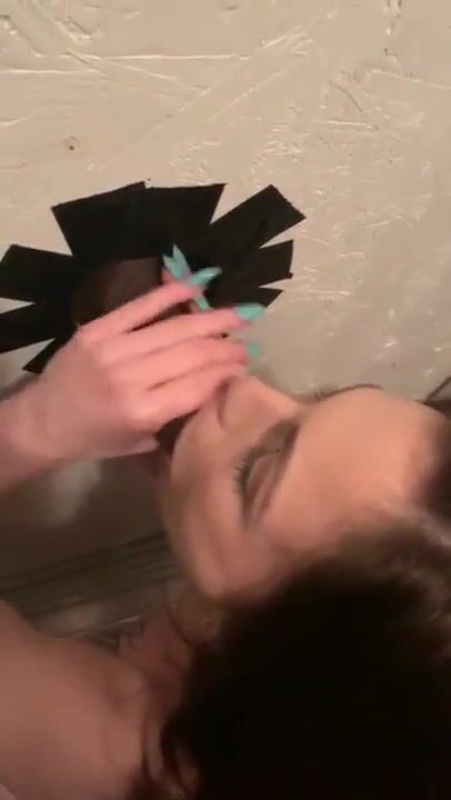 wife blows BBC thru homemade gloryhole
