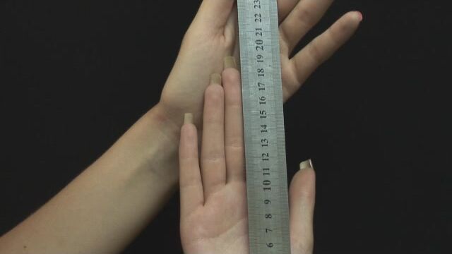 Much shorter, but same size hands
