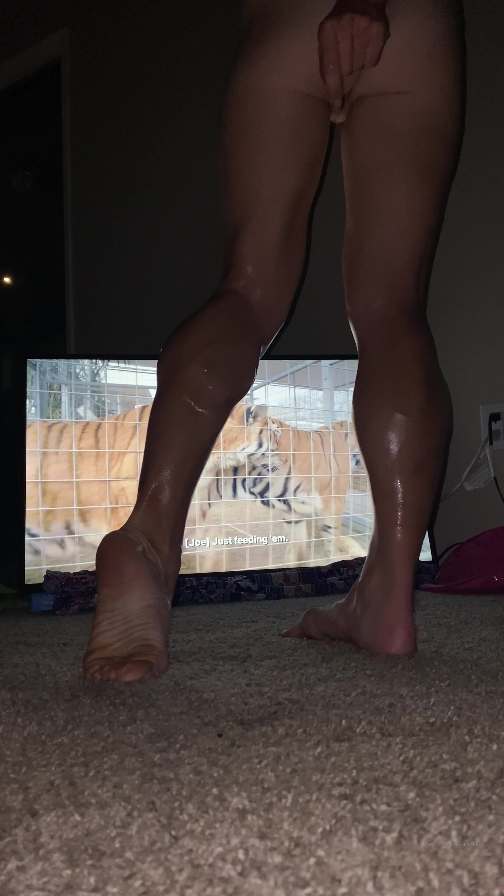 Kendra showing her Huge Calves 5