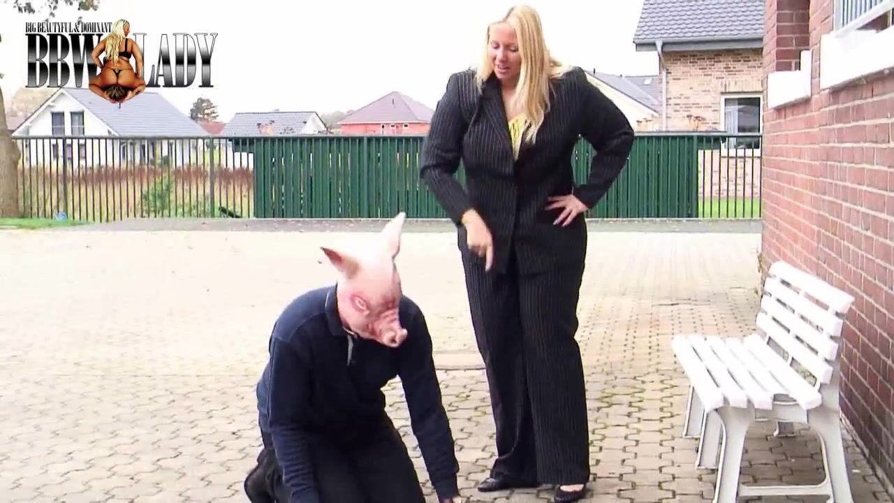BBW Lady Cathy Breaks Her Slave With Pony Riding