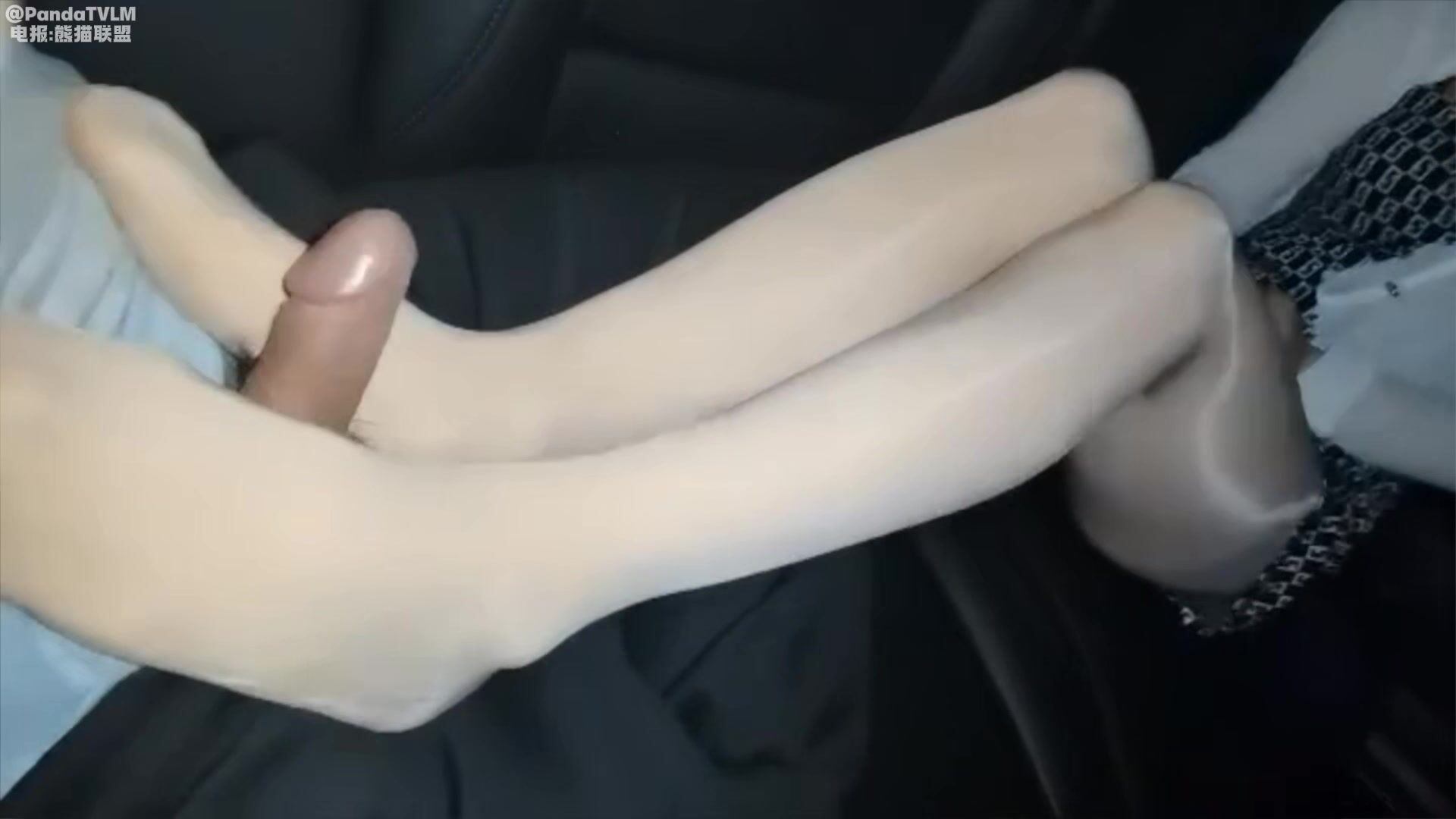 Asian footjob in the car
