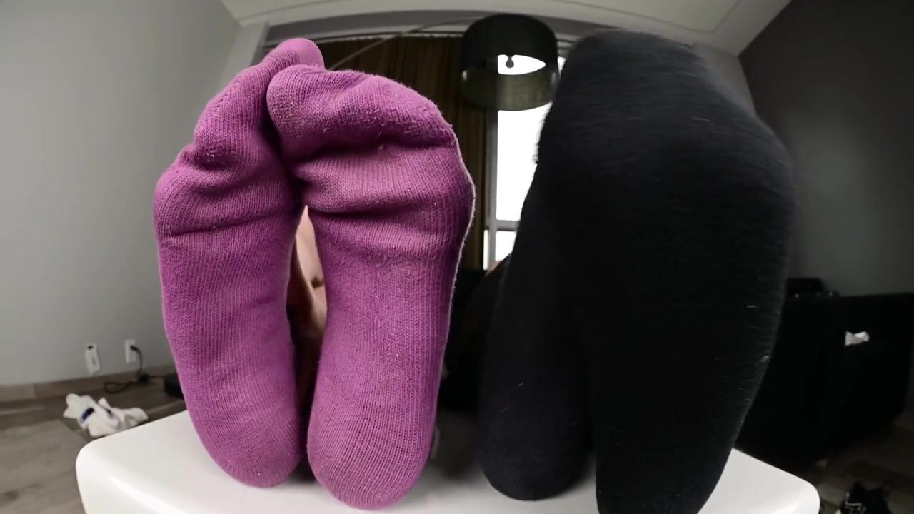 Goddess Charlie and Brookyln Bully-Post work shoe smelling and sock worship