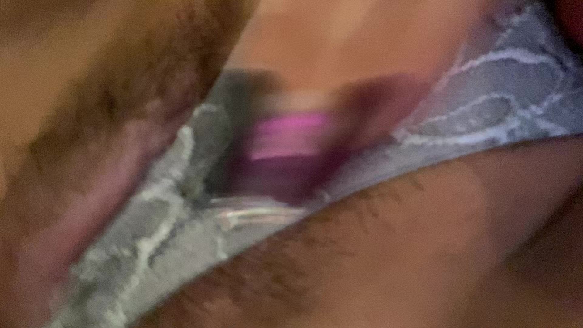 Silvia Rubbing her hairy pussy through thong