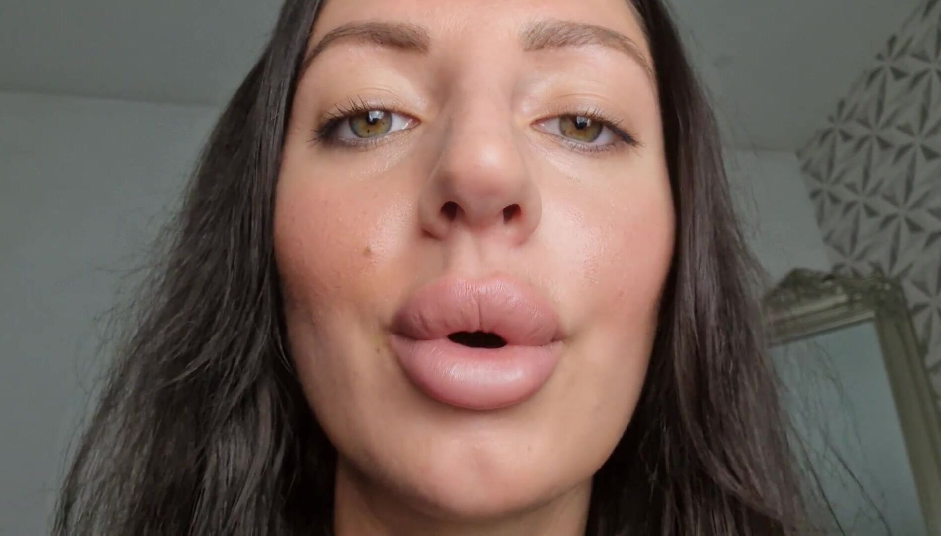 Tattooed Temptress lip squashing on doll