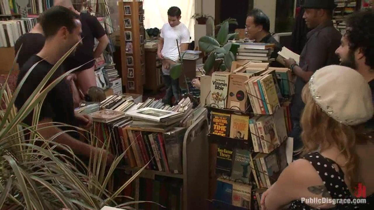 Marie McCray fucked in a public book store like a bondage slut