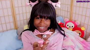 Ebony Teen Fucks Herself with Octopus Dildo
