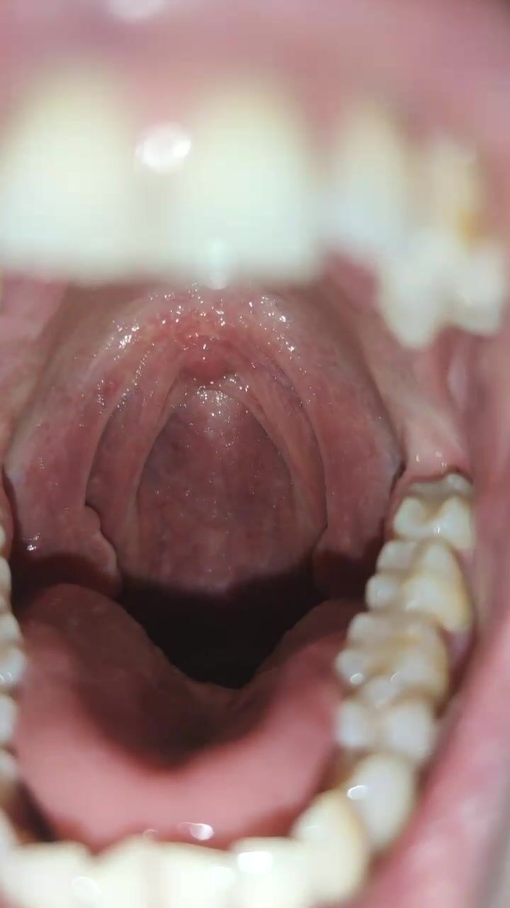 Lucy burping mouth close up