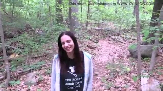 Girlfriend strips in woods