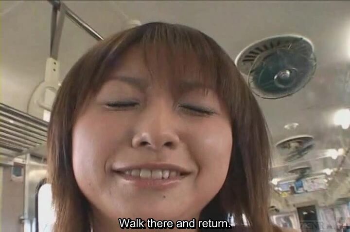 Japanese girl embarrassed naked on train