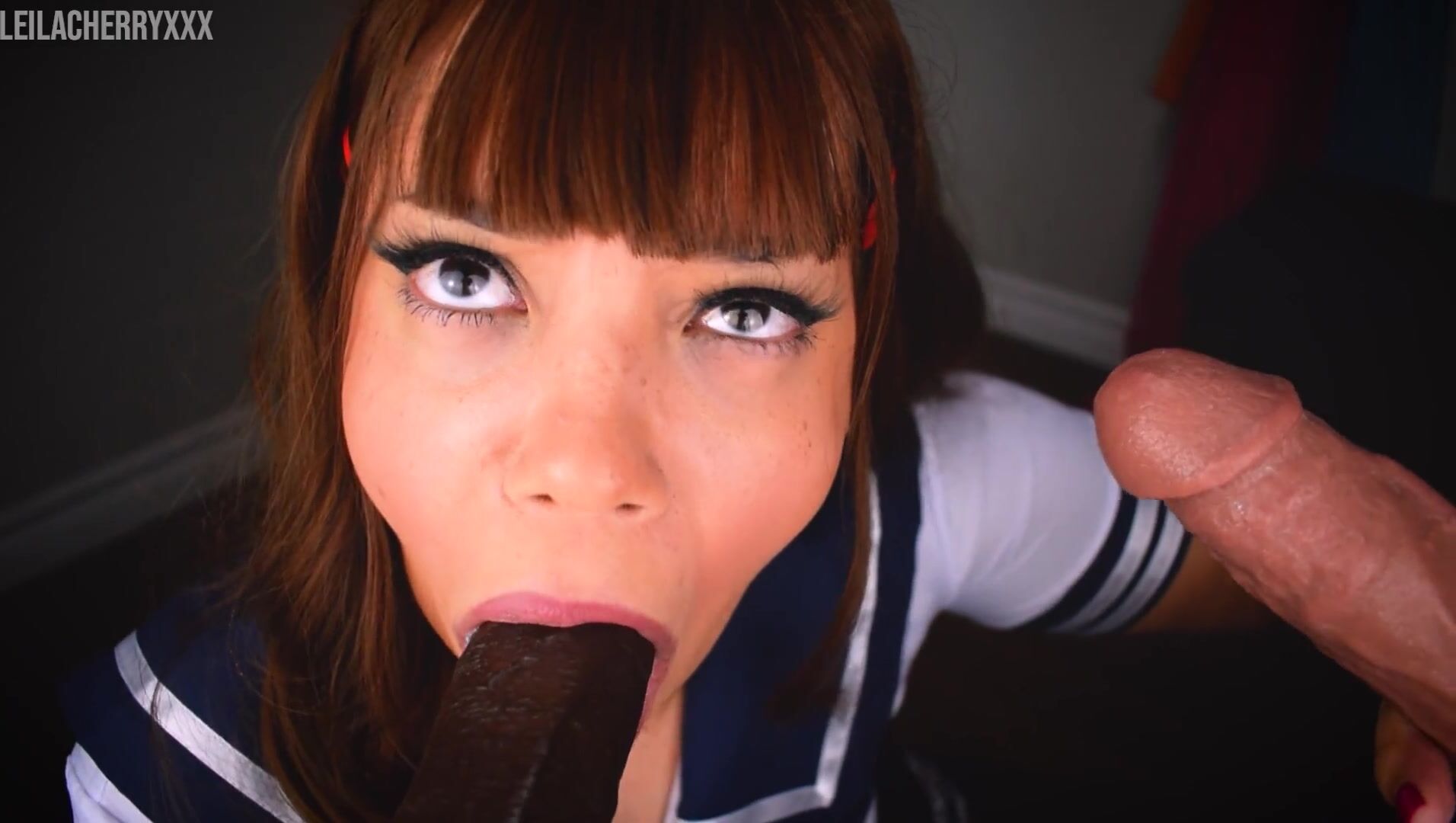 LeilaCherryXXX - School Girl Anal and Double BJ Bukkake