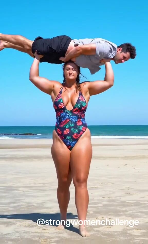 strong woman lift and carry