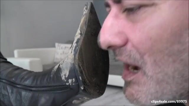 Divine Goddess Gabriella - 'At the hairdresser' - Muddy boots with sticked hair licking