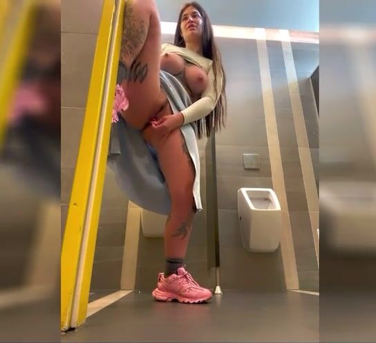 Slut Squirts in MENS Restroom!! Squirting in McDonald’s