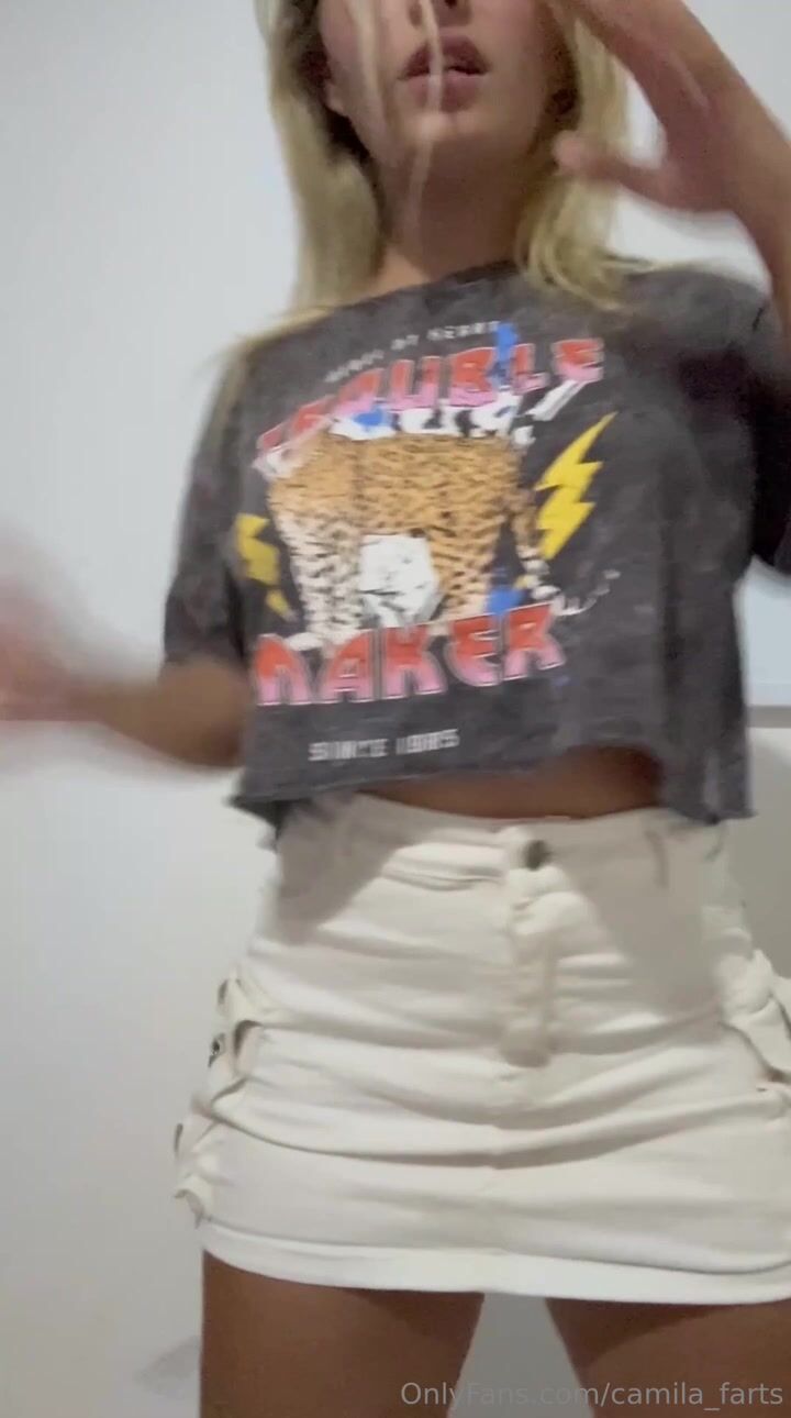 camila_farts white miniskirt farts