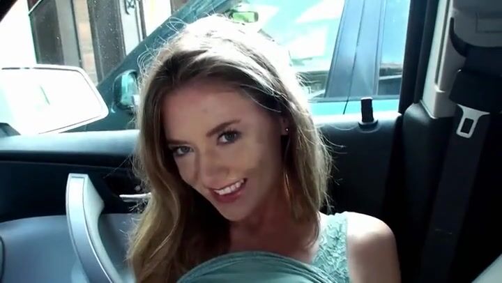 Blonde footjob in the car