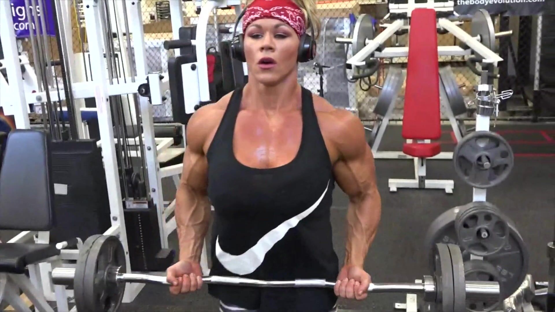 Fbb Aleesha Young sweaty workout