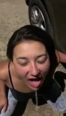 Piss Slut Gulps It Down Roadside