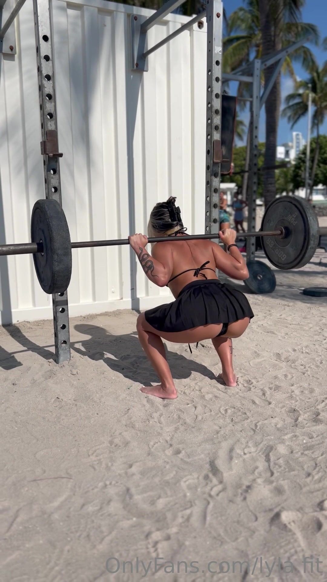 Lyla.fit Squatting on the Beach with Upskirt