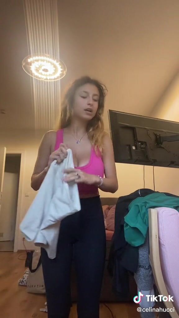 Celina Hucci pink top
