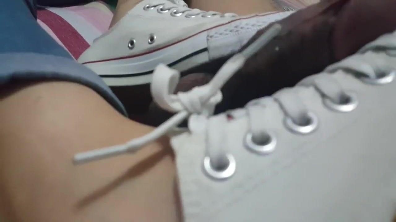Asian dignified female student footjob