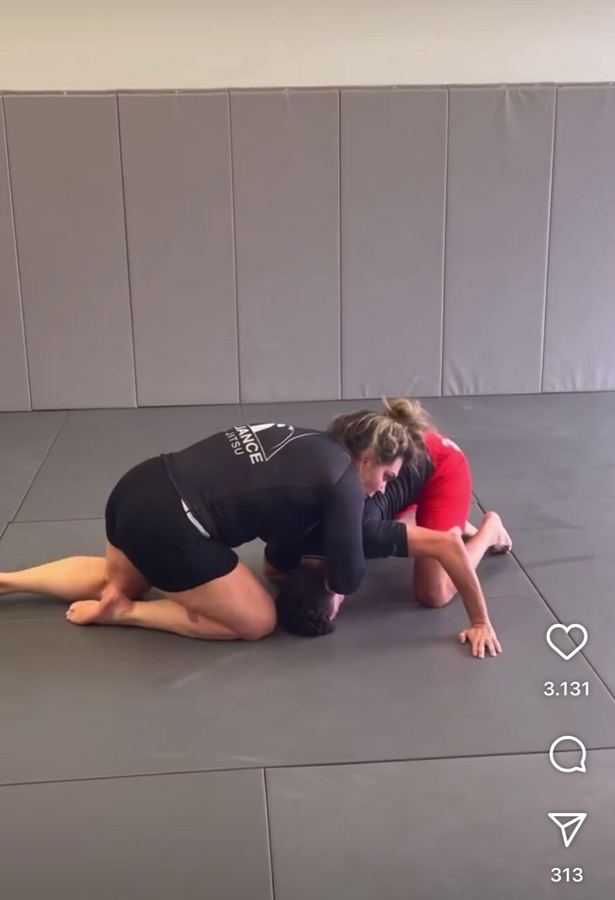 Big woman dominates and lifts skinny man