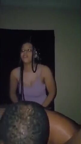 Wife and her friend pegging husband