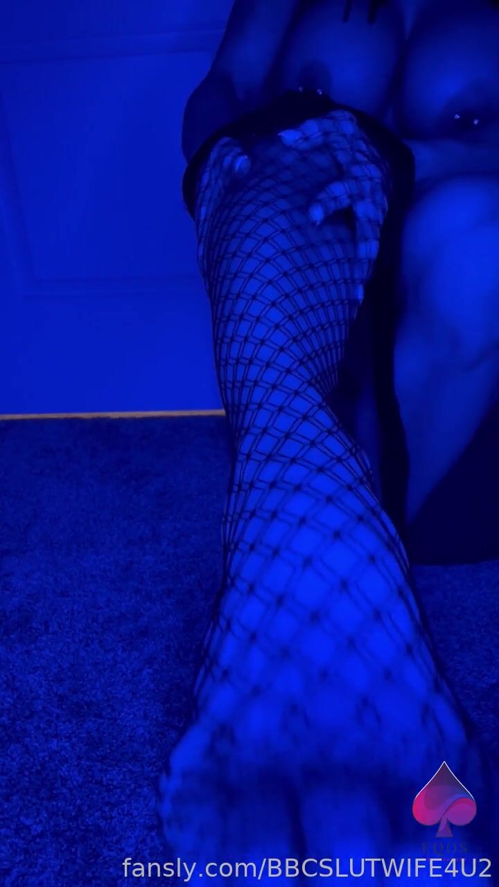 BBCSlutWife4u2 Just a little fun with the blue light and fishnets!